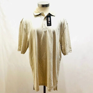 HAGGER Golf Men Short Sleeve Collared Plaid Polo Style Beige Shirt Size Medium